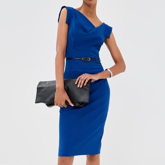 Black Halo Jackie O Cobalt Blue Lace Dress Size 6 - Picture 2 of 4